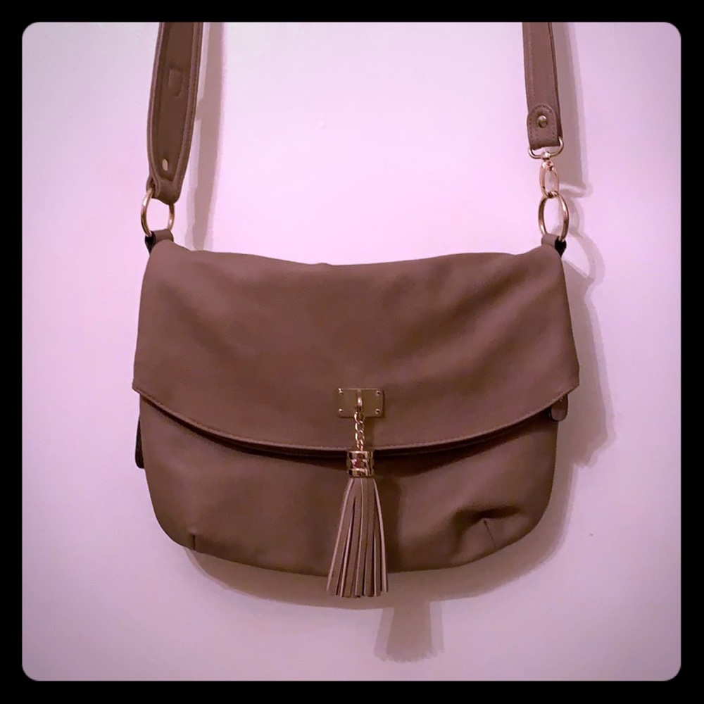 Large Taupe Fold Over Crossbody Bag by Aldo